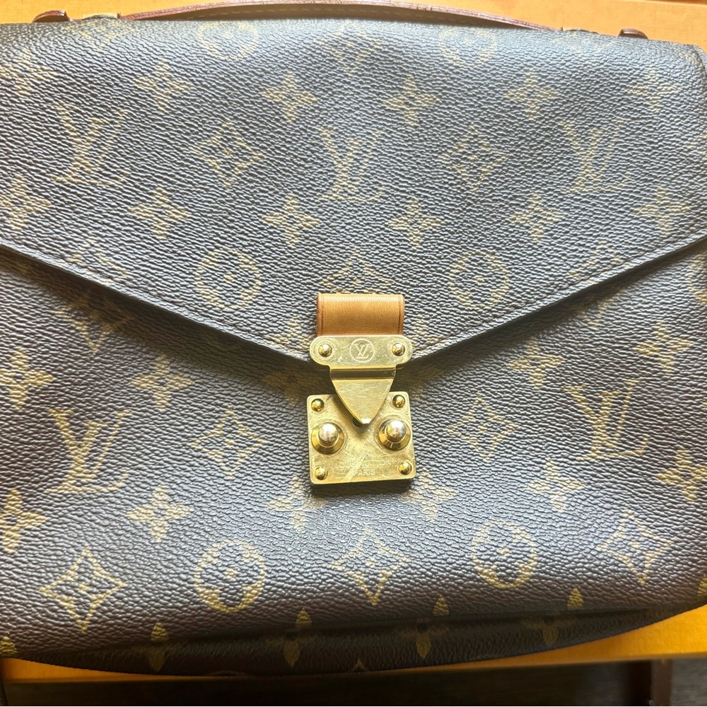 Louis Vuitton Brown Monogram Satchel with Gold Clasp